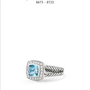 David Yurman Ring Blue Topaz with Diamond